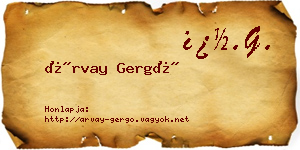 Árvay Gergő névjegykártya